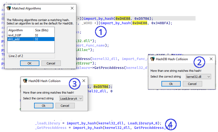 Figure 10: identification of the hashing algorithm with hashdb