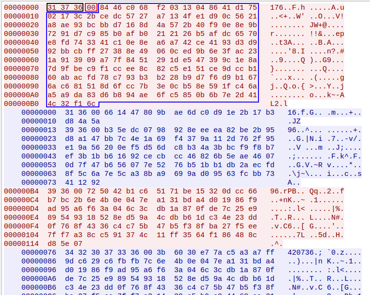 Figure 2: XWorm raw TCP message in hexdump format
